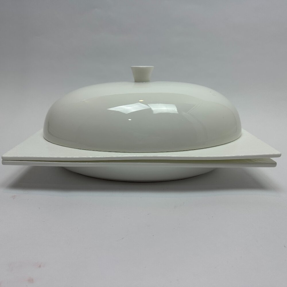 ✨ NEW Fortessa Fortaluxe Bone China Travertine 3-Pc 14” Serving Platters w/ Lid